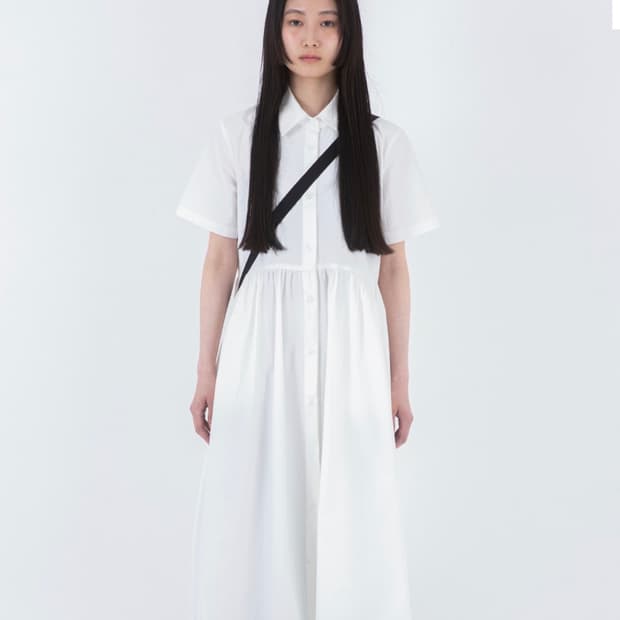 Miseki seoul 미세키 서울 셔링 셔츠 롱 원피스 화이트