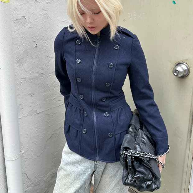 00s 빈티지 러플 나폴레옹 단주 자켓