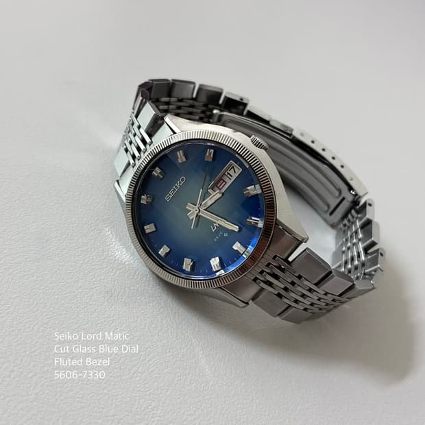 Seiko Lord Matic Cut Glass Blue Dial
