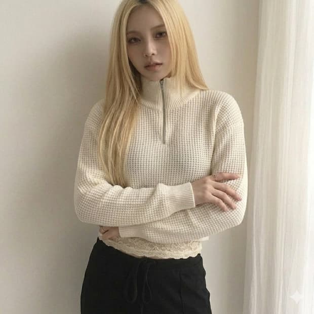 빈티지 봄 니트 집업