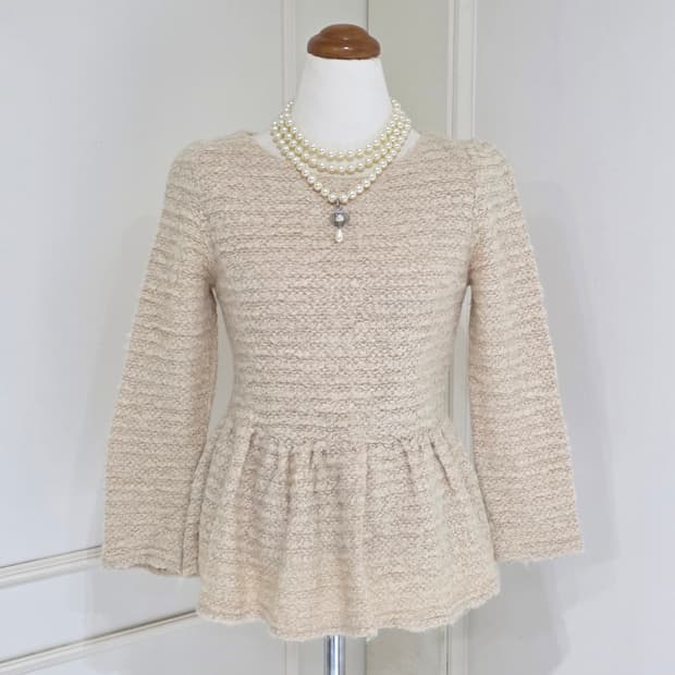 일본빈티지)스나계st 로맨틱 히메라떼갸루st 트위드 모리걸 니트블라우스