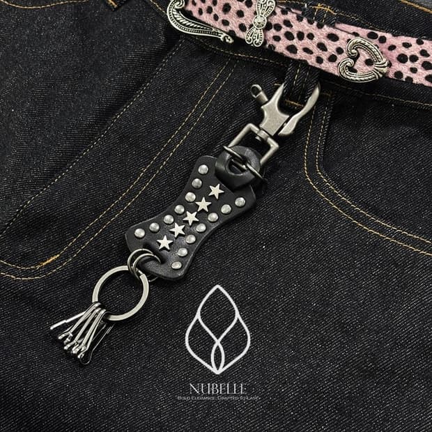 🌗 Star leather keyring / 빈티지 스타 가죽 키링