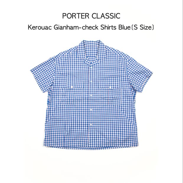 PORTER CLASSIC 케루악 깅엄 체크 셔츠 블루 