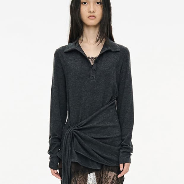 세릭 Twist Button Top Charcoal