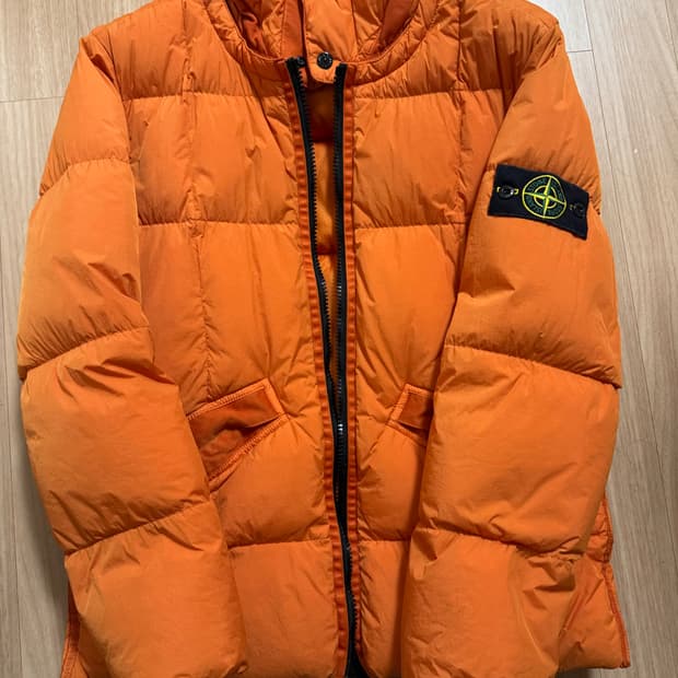 [M] 스톤아일랜드 크링클랩스 후드 패딩 주황 오렌지