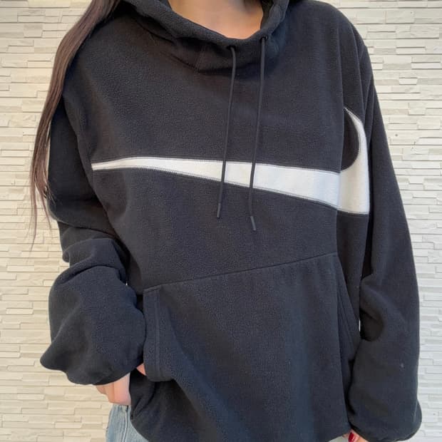 90s NIKE 울드스쿨빅 스우시 플리스 후드