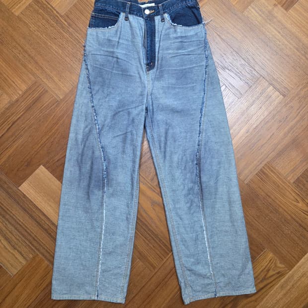 Jieda 인사이드아웃 와이드 데님 팬츠