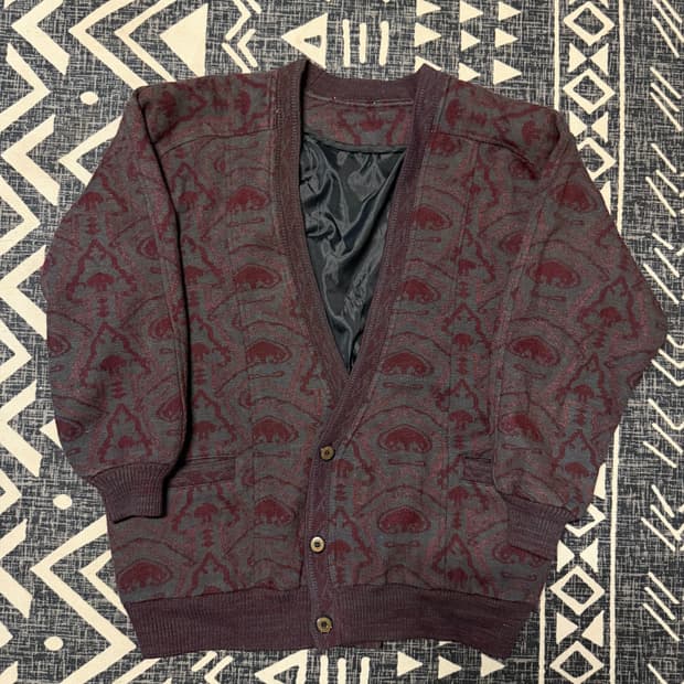 일본 빈티지 패턴 울 가디건 자켓
