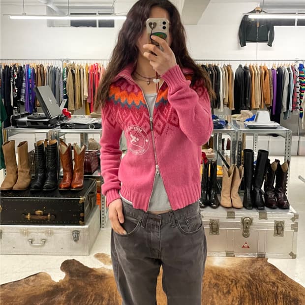 00's MOSCHINO knit zip-up cardigan