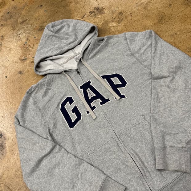 갭 그레이 로고 후드집업