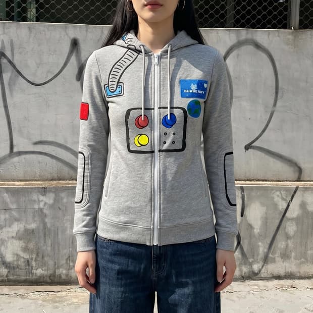 10Y.44/ 버버리 칠드런 신형 그레이 후드집업