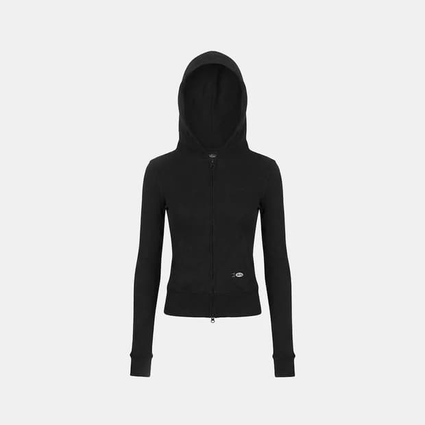 배드블러드 Cotton Jersey Zip-Up Hoodie-Black
