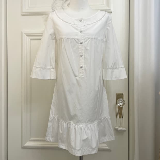ROPE white shirring button point cute op