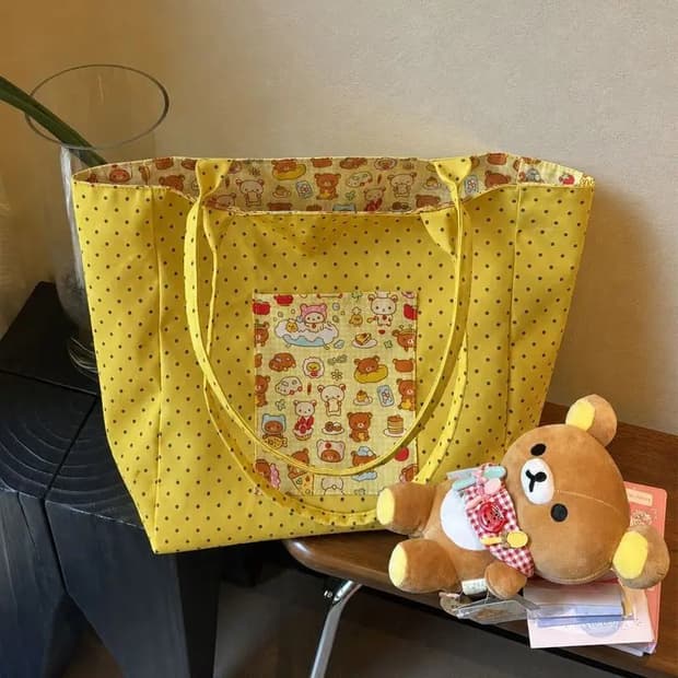 리락쿠마 땡땡이 양면 에코백 새 제품