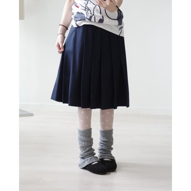 Japan navy vintage pleats skirt