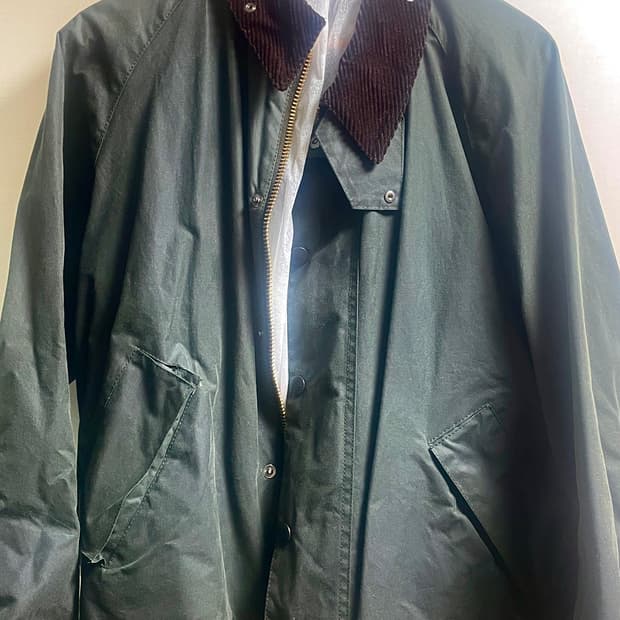 바버 트랜스포트 왁스 자켓 세이지 38