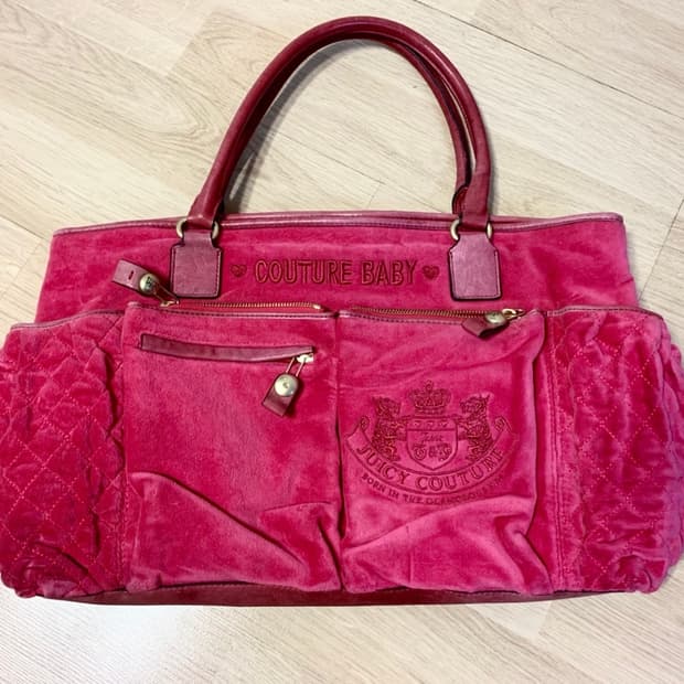 쥬시꾸뛰르 핫핑크 갸루 핸드백 가방 숄더백 퀼팅백 벨벳 자수