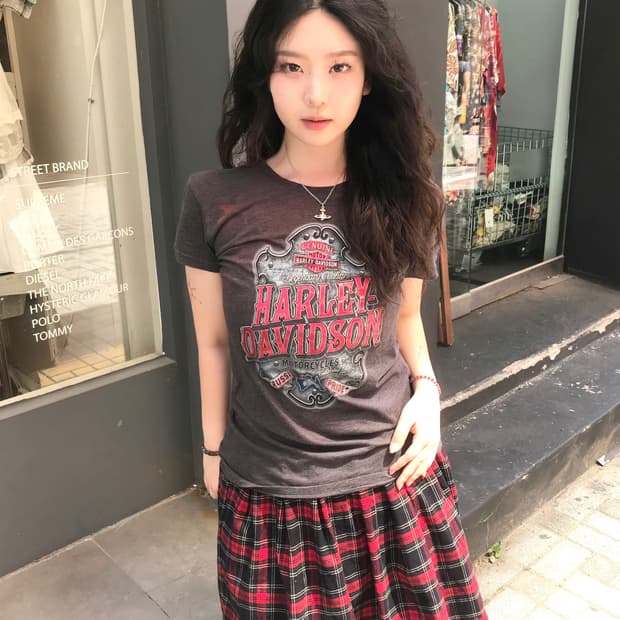 할리데이비슨 레드 체크 코디 세트 ❤️