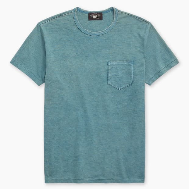 RRL 더블알엘 인디고 가먼트 포켓 티셔츠