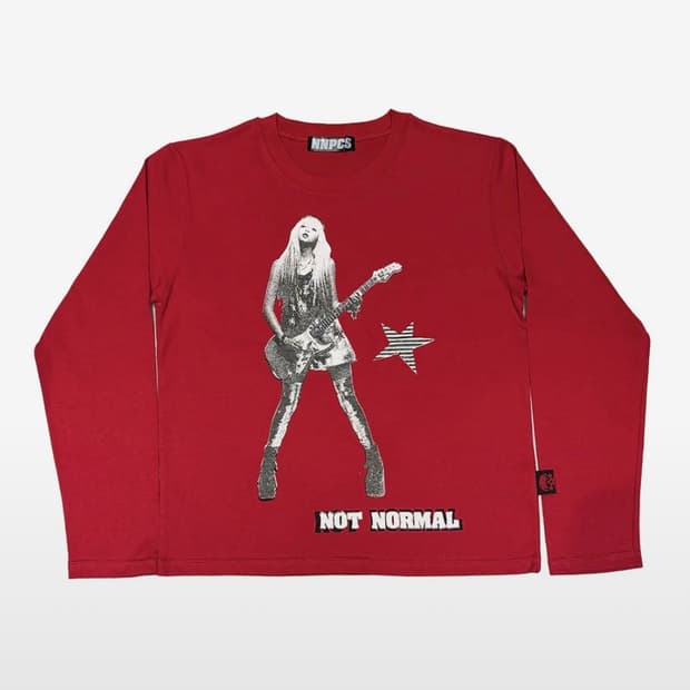 새상품) NNPCS 낫 노멀 롱슬리브 기타 프린팅 긴팔 티셔츠 레드
