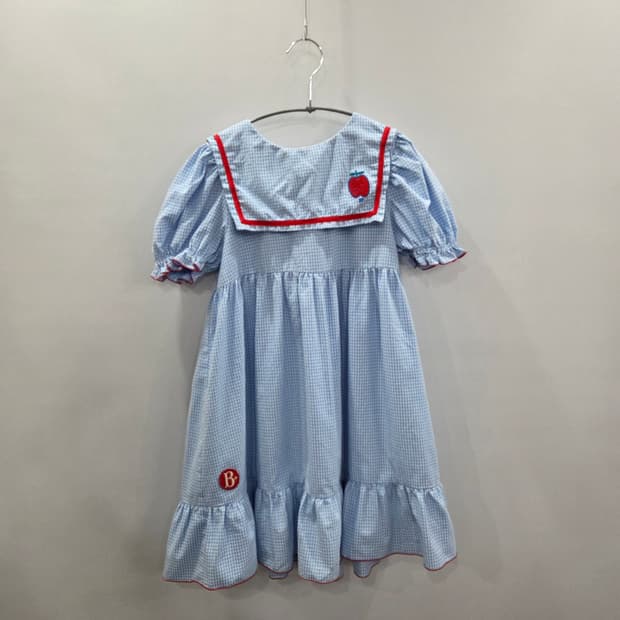 베베드피노 여아 세일러카라 깅엄체크 원피스 130
