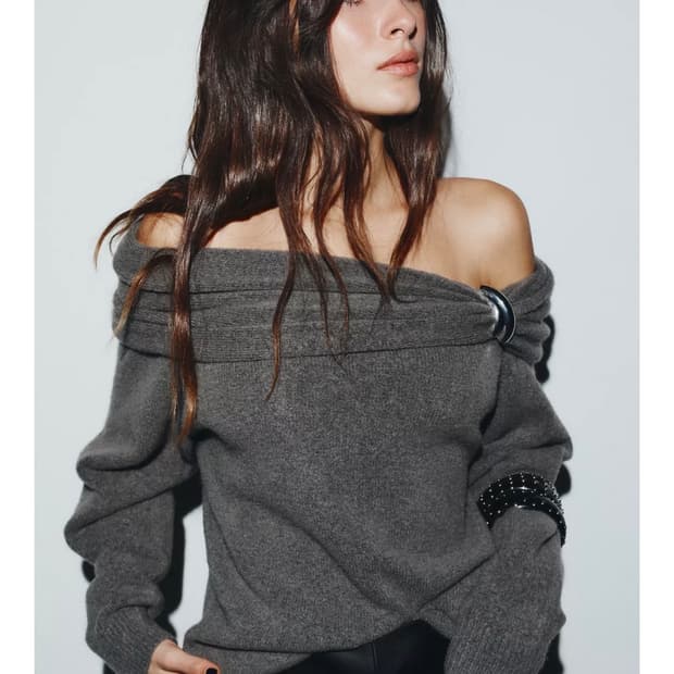 자라 오프숄더 니트 스웨터 m