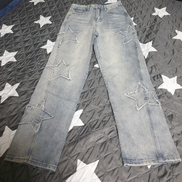 STAND_J 빈티지 커브드 밑단절개 데님팬츠 (M)