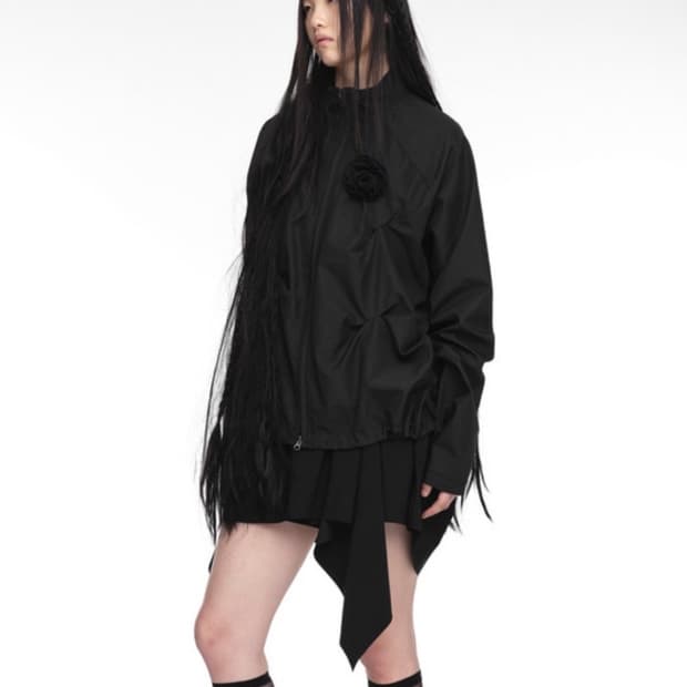 나체 PINTUCK WIND BREAKER BLACK