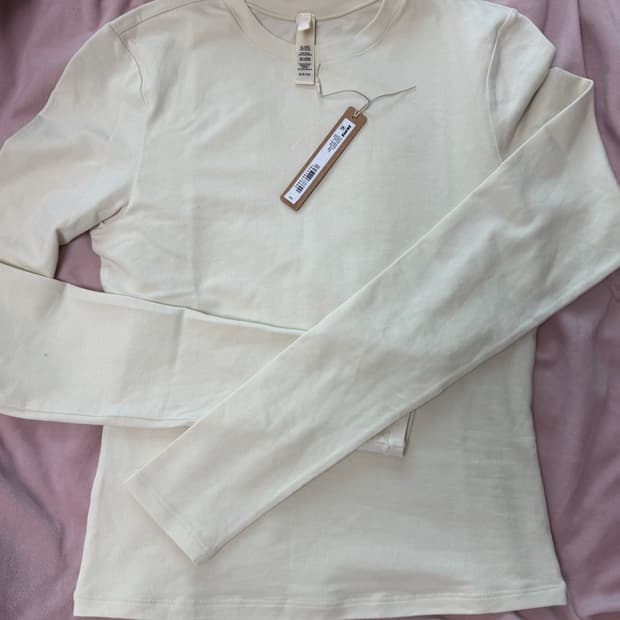 Skims 코튼 립 롱 슬리브 티셔츠 S 새상품 bone 컬러