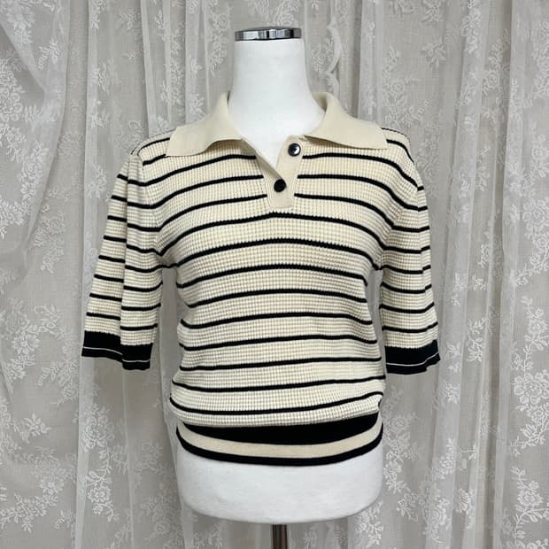 F) 올리브데올리브 24ss 카라 반팔 니트 아이보리