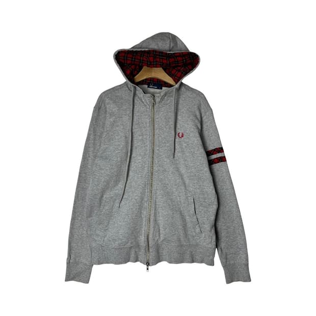 [Fred Perry] 프레드페리 체크 라인 후드집업