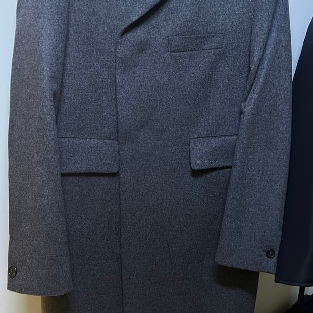 구민성 히든버튼 더블 코트 챠콜그레이 S
