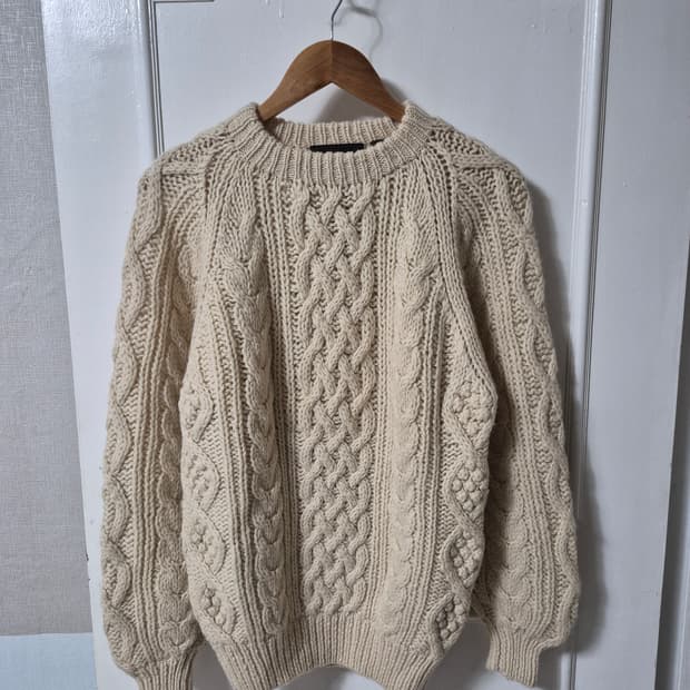 (M) 빈티지 울 알란니트 피셔맨 니트