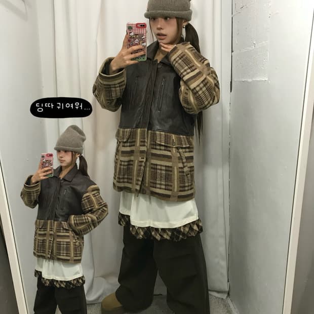 🐹레더 체크 코디 세트 🐹