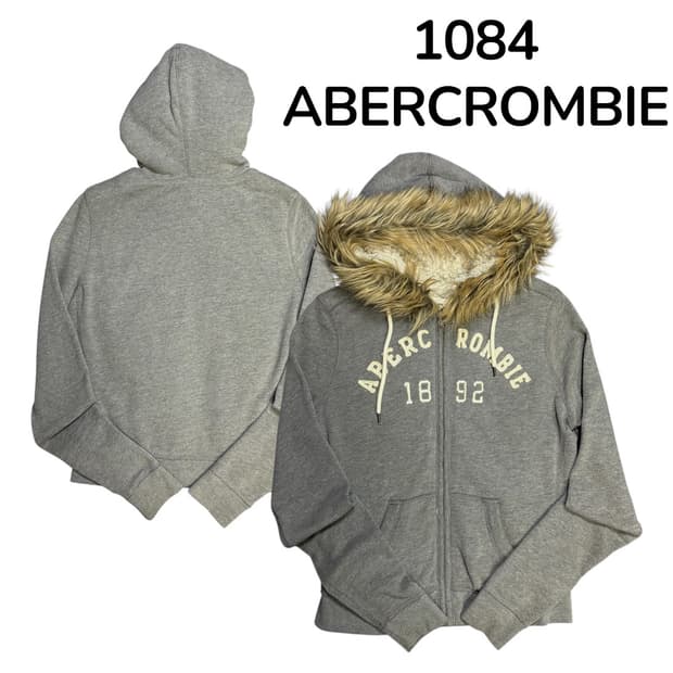 아베크롬비 대대장 울프죠 아치 로고 퍼 후드 집업 M