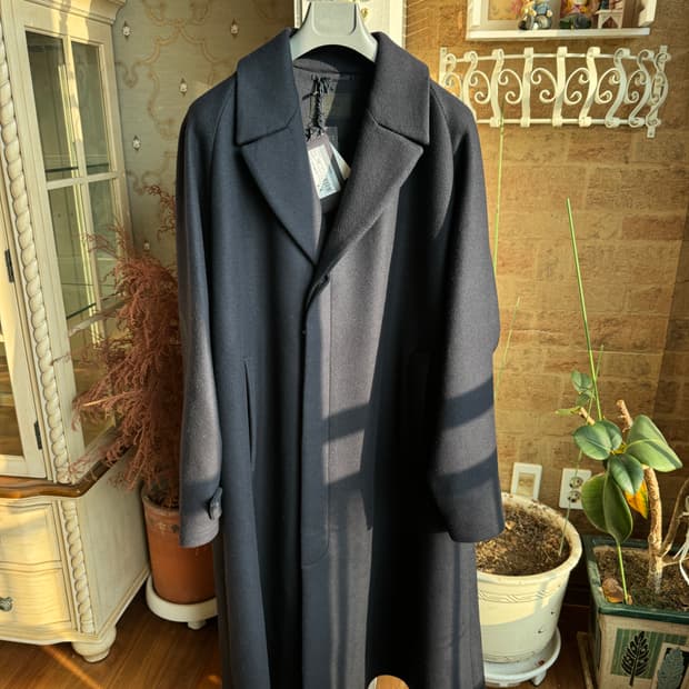 프라다 24AW 캐시미어 울 혼방 코트 네이비