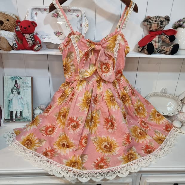 Liz Lisa(리즈리사) 해바라기 핑크 스모크 밴딩 원피스