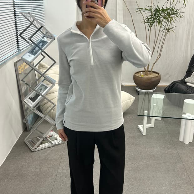 allegri 하프 집업 니트 스웨터