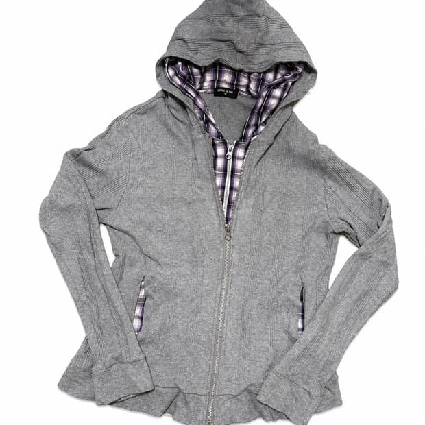 Comme ca ism  체크 안감 후드집업