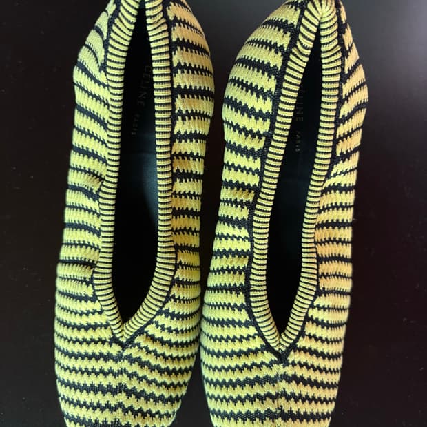 Celine 옐로우 스트라이프 힐