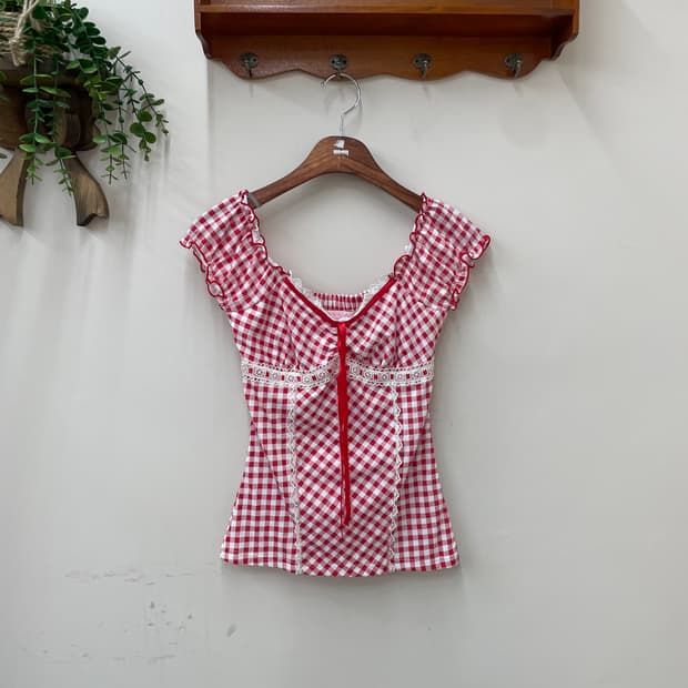 Tralala 트랄라라 체크 반팔 티셔츠