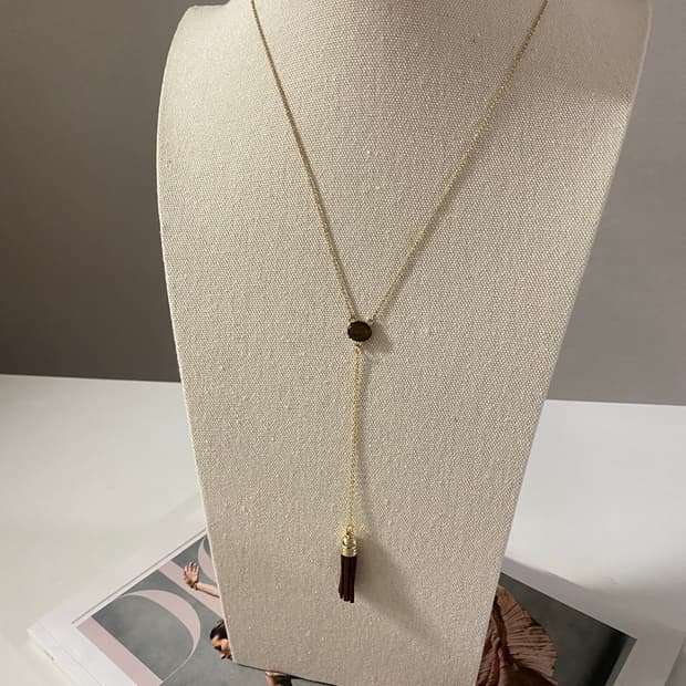 골드 y드롭 태슬 목걸이