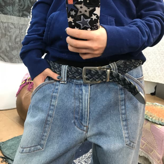 빈티지 데님 케이블 벨트 