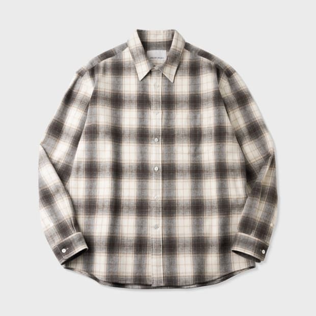 아틀리에 델디오 코튼 플란넬 체크 컴포트 셔츠 (IVORY BROWN)