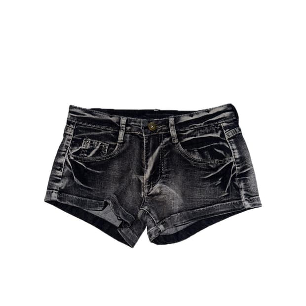 블랙 데님 숏팬츠 로우라이즈 반바지