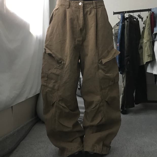 베이지브라운 와이드핏 카고팬츠
