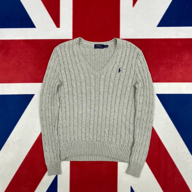 폴로 브이넥 니트 여성 S 