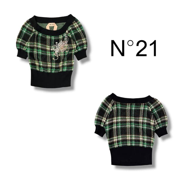  n21 큐빅 체크 니트 y13153