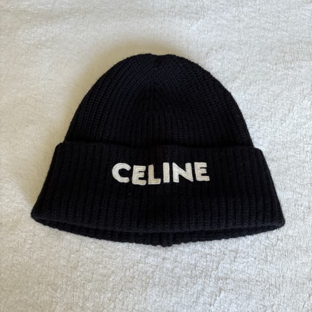 셀린느 비니 립드 울 블랙 os