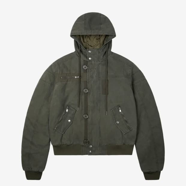 Button Placket Cotton Ma-1 Jacket Khaki